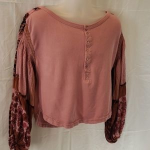 Free People pink long sleeve blouse